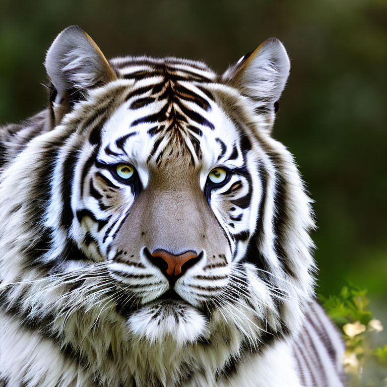 Close-Up Tiger Face with Striped Fur and Intense Eyes