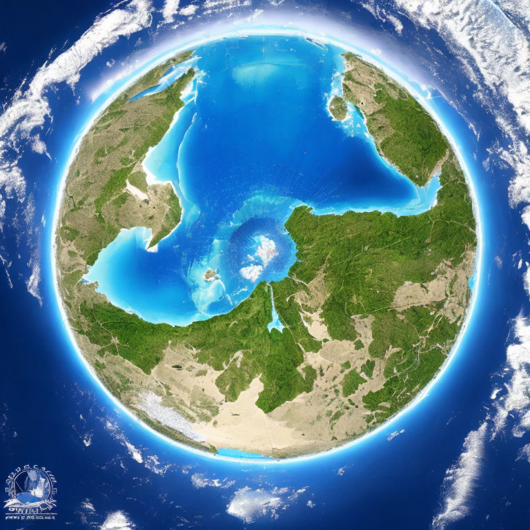 Digital illustration showcasing Earth with focus on North America's green landscapes and blue oceans.
