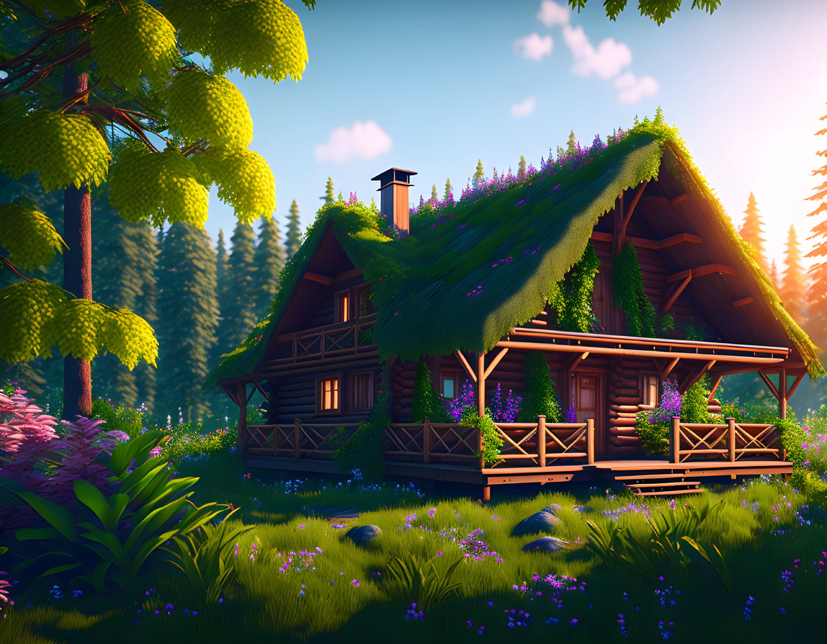 Cozy cottage in forest