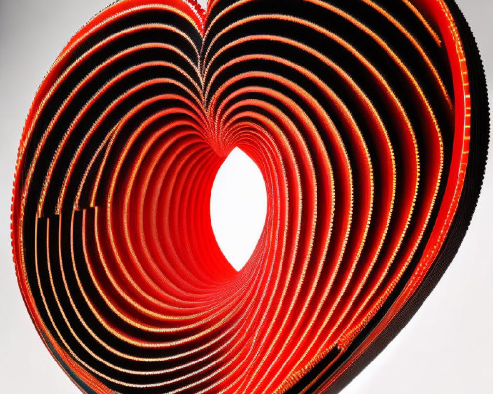 Red and Black Heart-Shaped Sculpture with 3D Effect