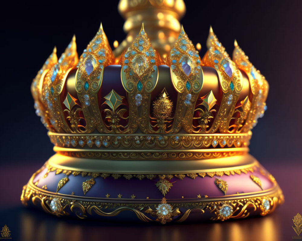 Intricate golden crown with jewels and fleur-de-lis motifs