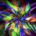 Intricate multicolored fractal with leaf-like patterns
