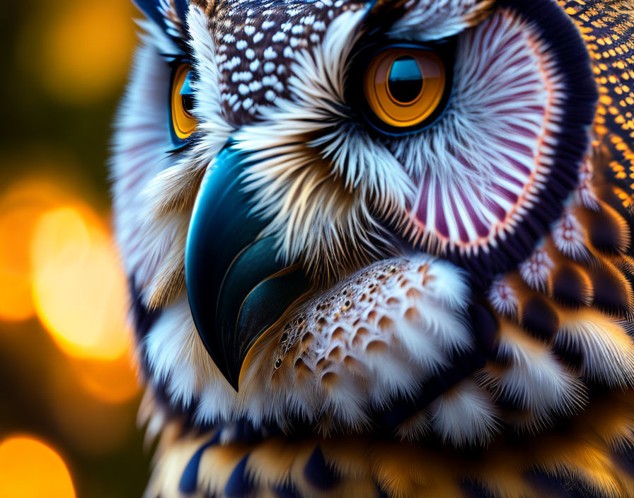 Colorful Owl Illustration with Detailed Feathers and Vibrant Eyes