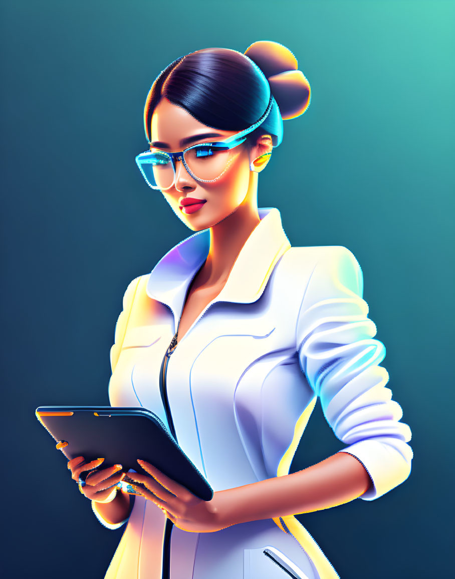 woman with smart glasses, futuristic, technology