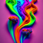 Swirling colors in purple, blue, green, orange, and pink with bubble-like formations