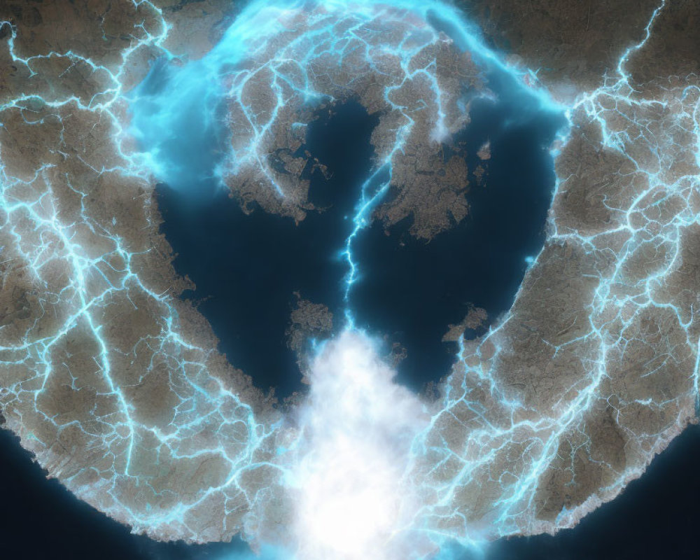Stunning Satellite View of Electric-Blue Bioluminescent Phenomenon