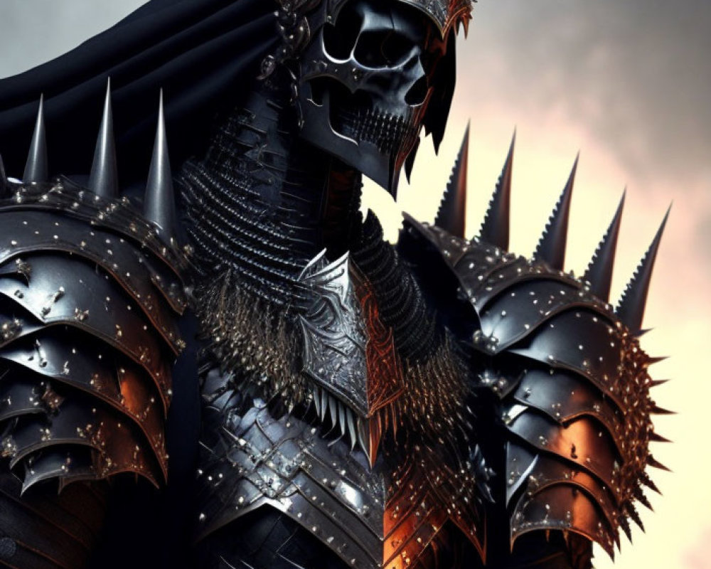 Sinister armored figure with skull-like helmet and sharp spikes