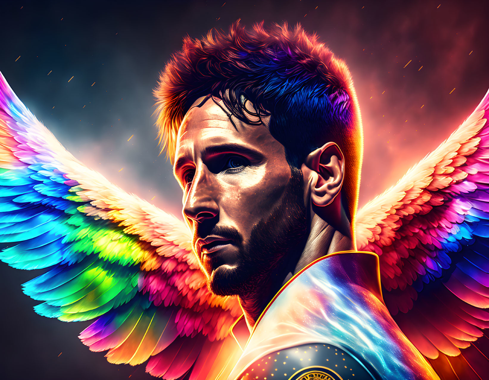 lionel messi as angel with wings