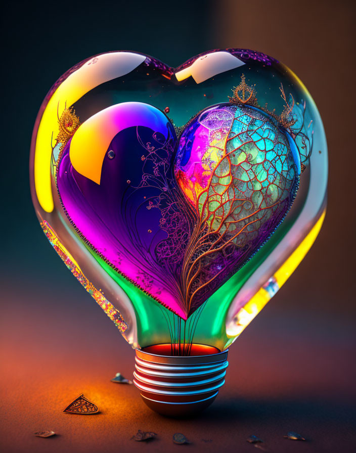 heart in a glass bulb