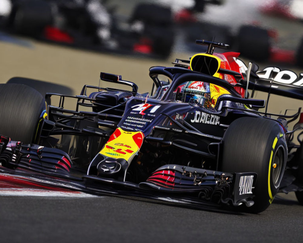 Red Bull Racing Formula 1 Car and Driver Cornering on Racetrack