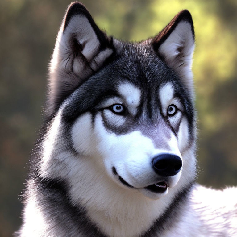 Siberian Husky with Blue Eyes and Thick Fur in Sunlit Setting