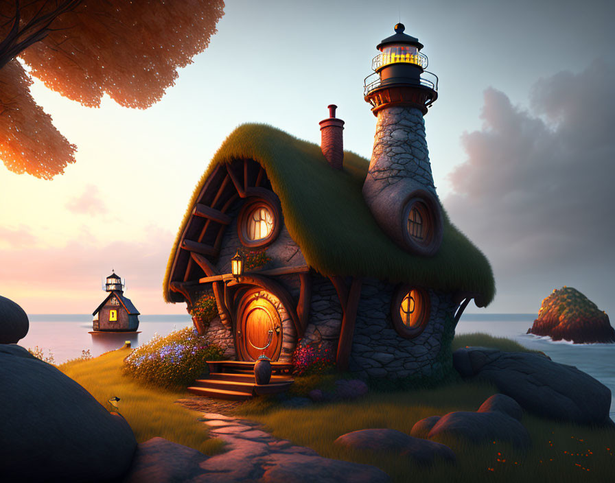 beautiful cozy inviting Hobbit-House Lighthouse st
