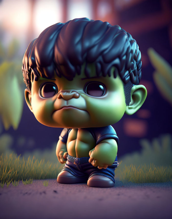 Stylized Hulk figurine with oversized head and detailed muscles