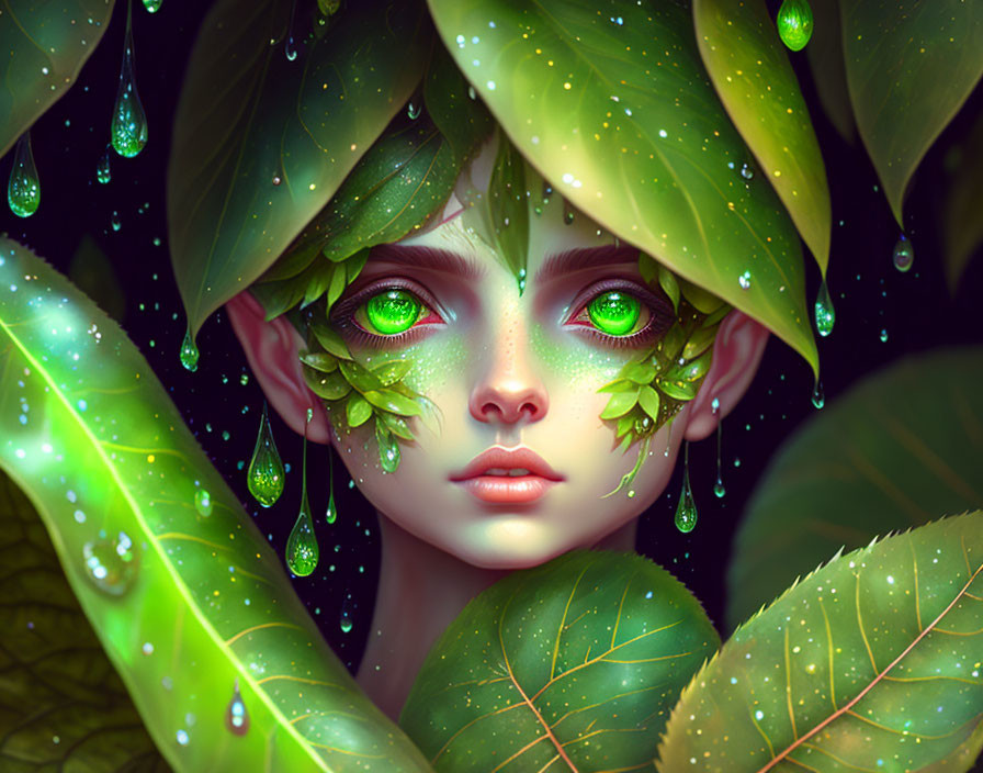 A small shy green fantasy creature with big eyes