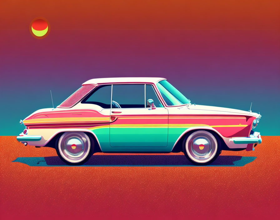 artwork of t-shirt graphic design of classic car