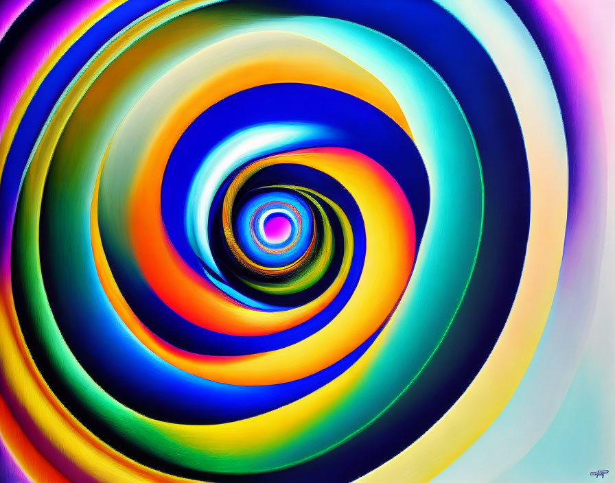 Colorful concentric circles in hypnotic spiral illusion.