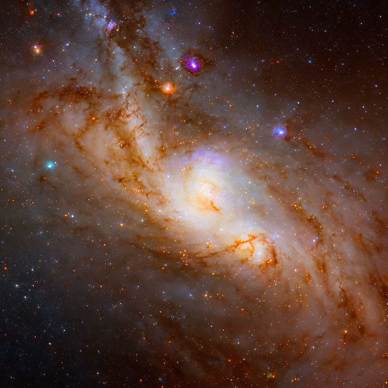 Colorful Galaxy with Swirling Stars and Interstellar Gas
