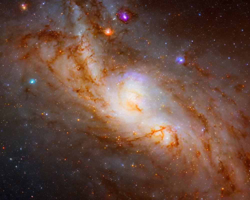 Colorful Galaxy with Swirling Stars and Interstellar Gas