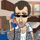Digital illustration of man in sunglasses and leather jacket with camera and headphones.