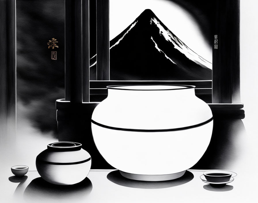 vase in front of mount Fuji