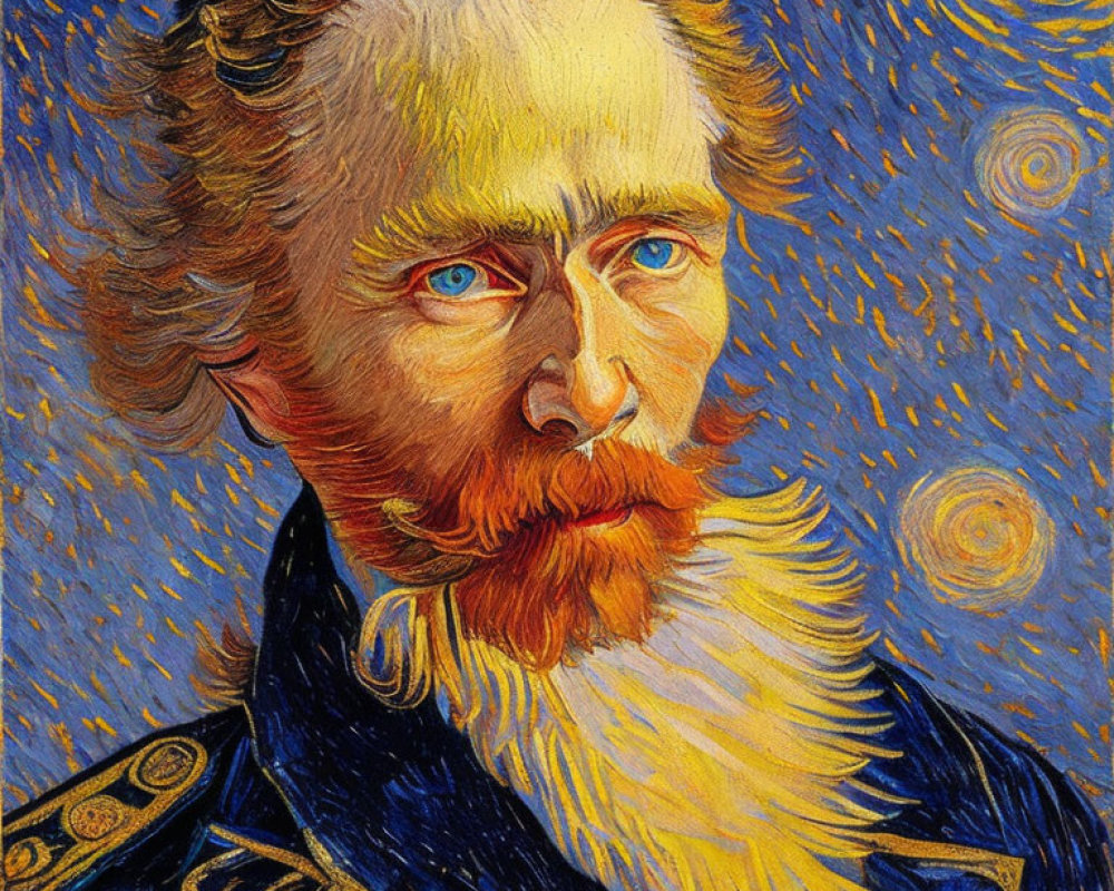 Bearded Man Portrait with Blue Eyes and Ginger Beard