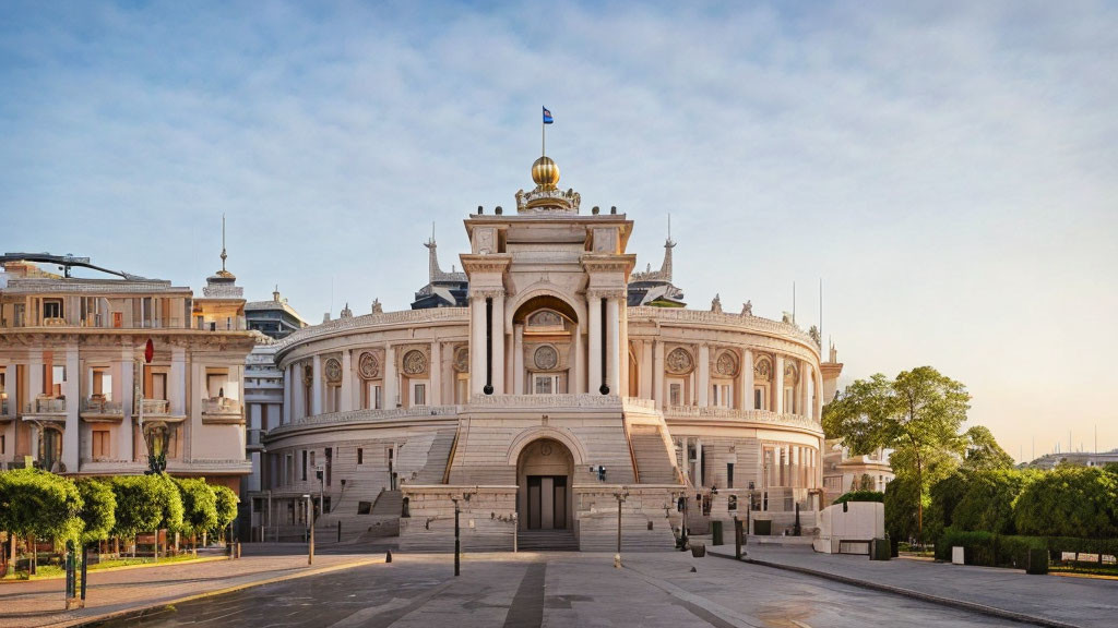 Neoclassical Building with Grand Staircases and Dome
