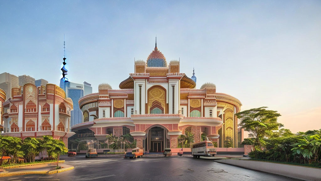 Opulent Building with Traditional and Modern Architecture Elements