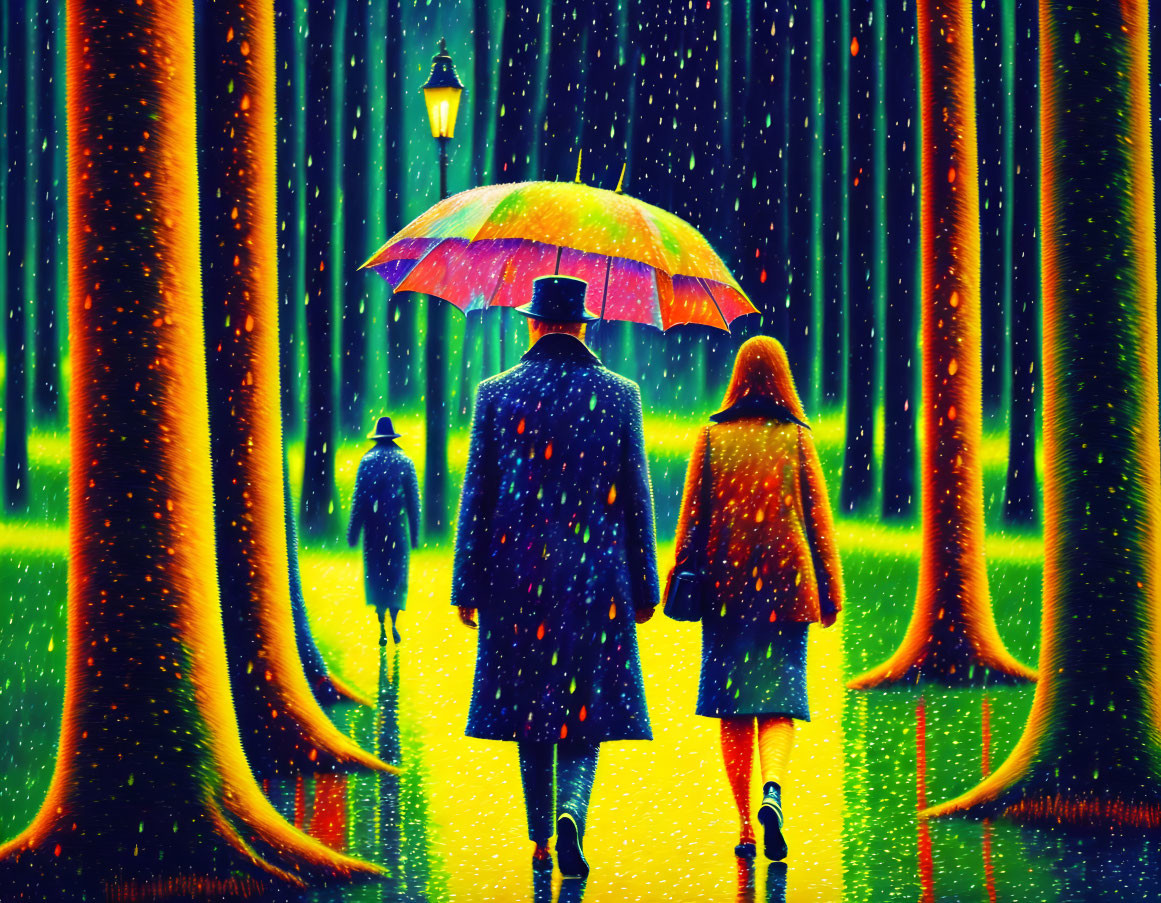 People walking in rain