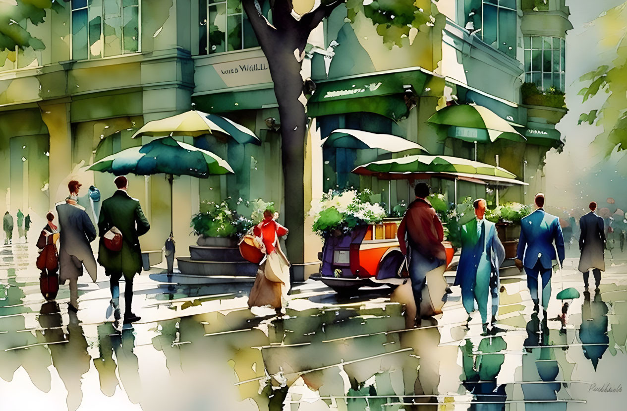  Watercolor Painting of City