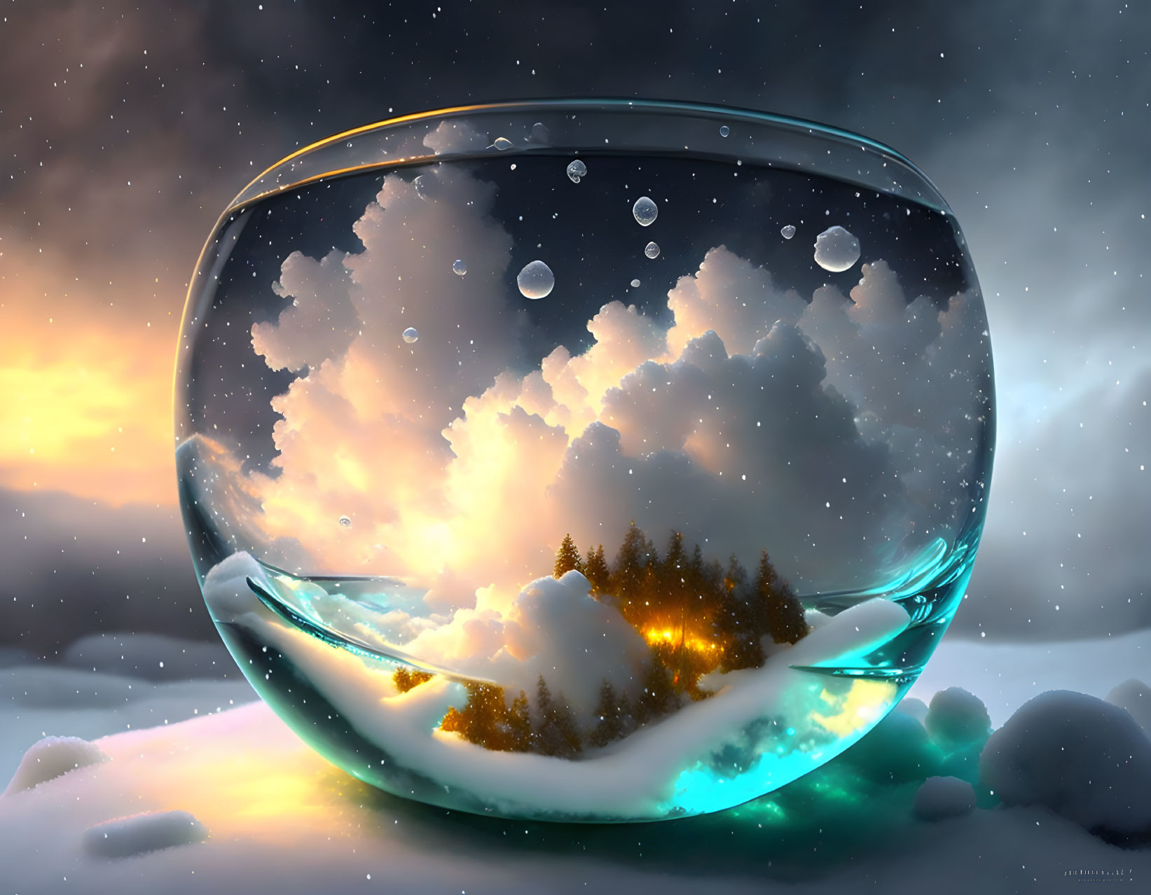 WINTER CLOUDS AND THUNDER INSIDE A GLASS TEA CUP
