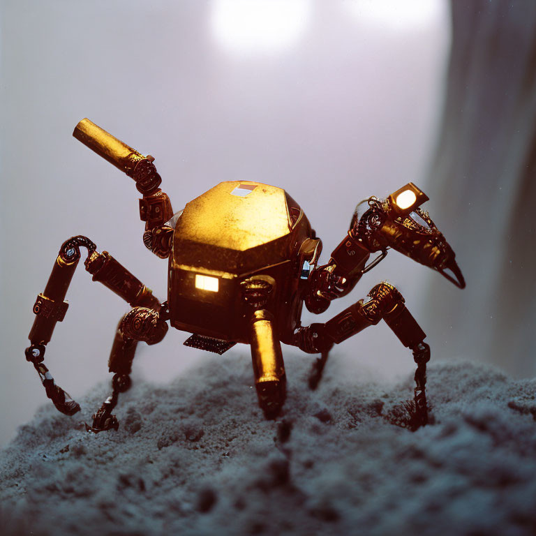 Golden Quadrupedal Robot on Lunar-Like Rocky Surface