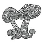 Colorful Stylized Mushroom Illustration with Intricate Patterns