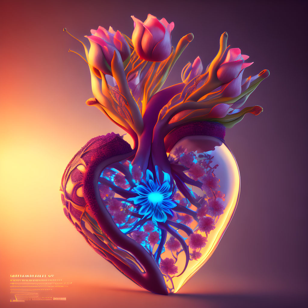 Flower growing from living heart