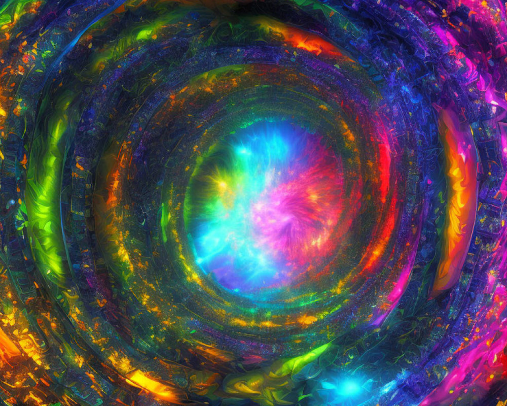 Colorful Swirling Vortex Artwork with Neon Explosion
