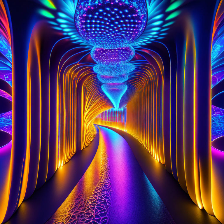 Colorful Psychedelic Tunnel with Neon Lights
