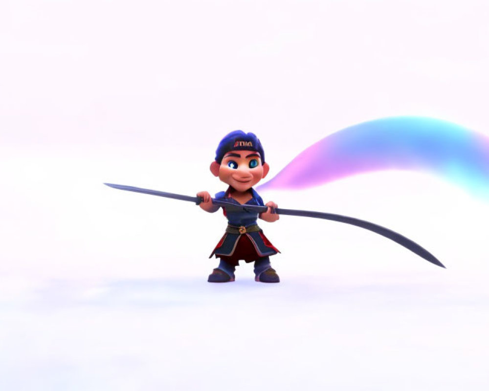 Colorful 3D Pirate Character with Sword in Wavy Background