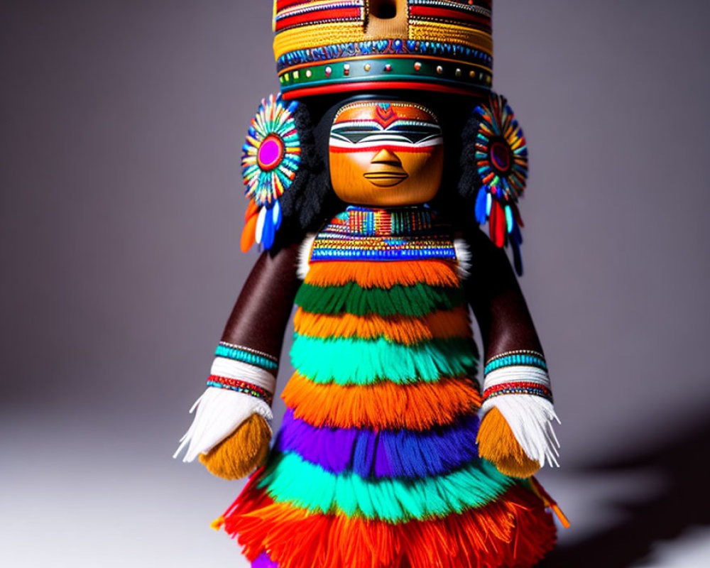 Colorful Native-Inspired Figurine with Intricate Patterns