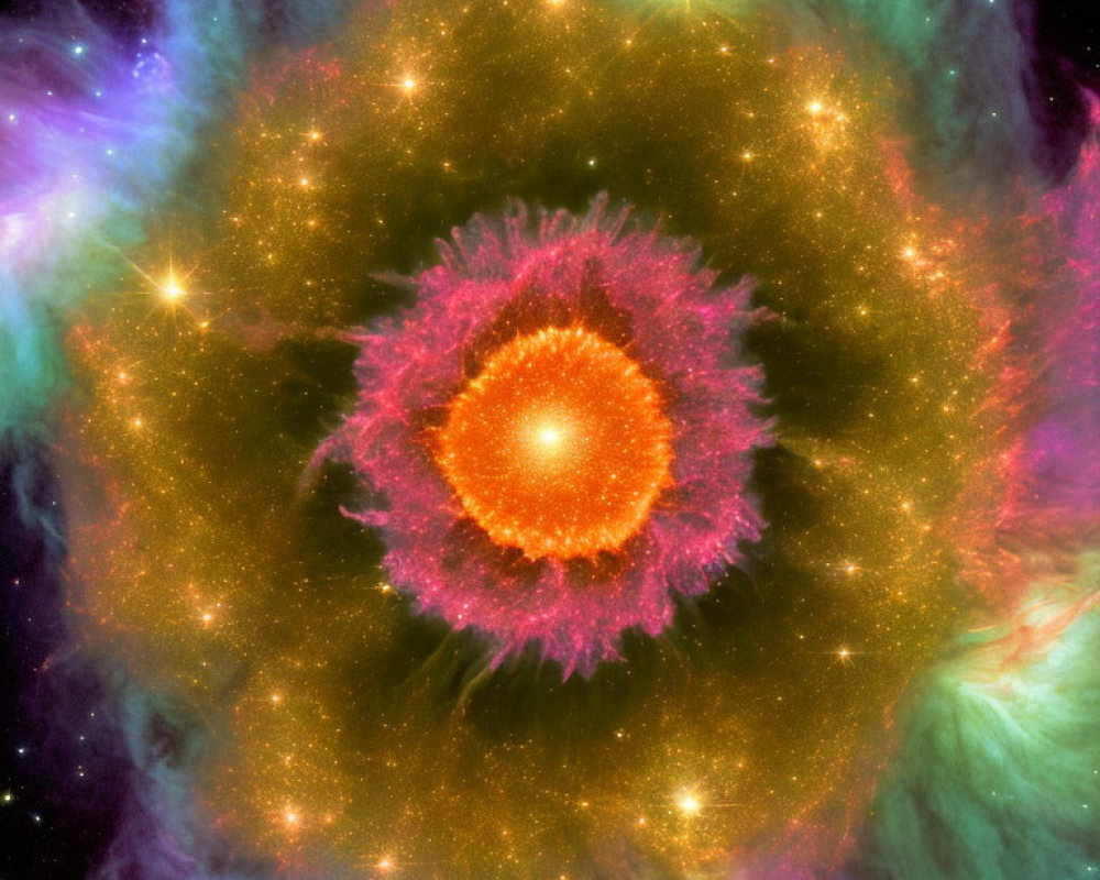 Vibrant cosmic image of colorful nebula and stars