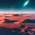 Vivid Extraterrestrial Landscape with Red Terrain and Starry Sky