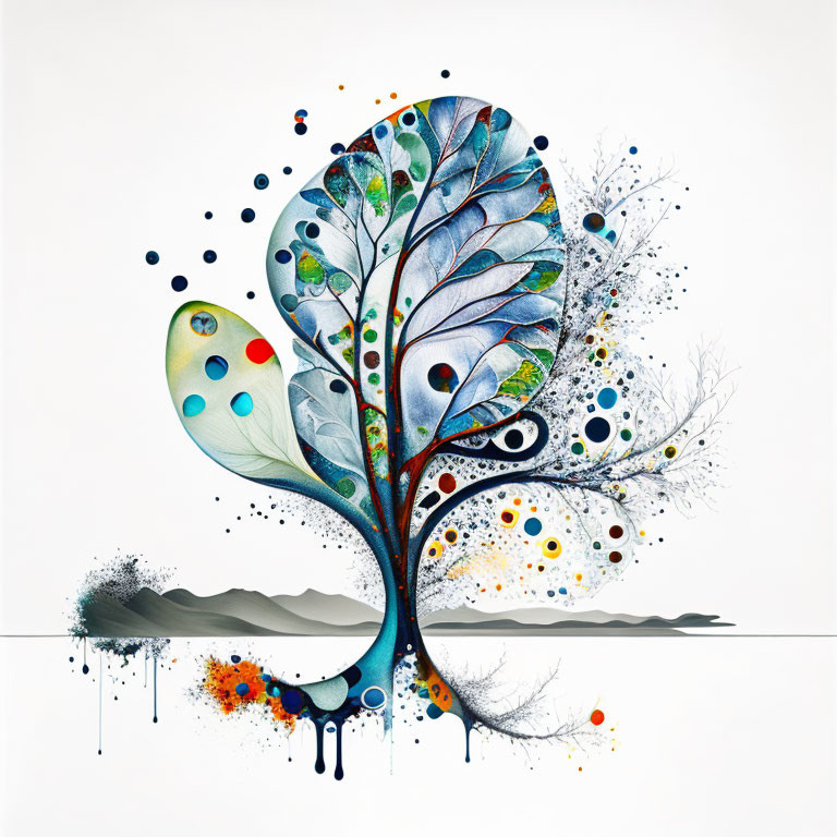 Colorful Abstract Tree Artwork on White Background