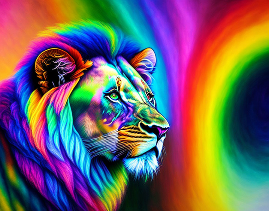 lion rainbow colors, pastel crayons - Annette Logi