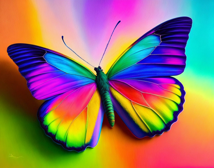 butterfly colors of the rainbow, pastel crayons - 