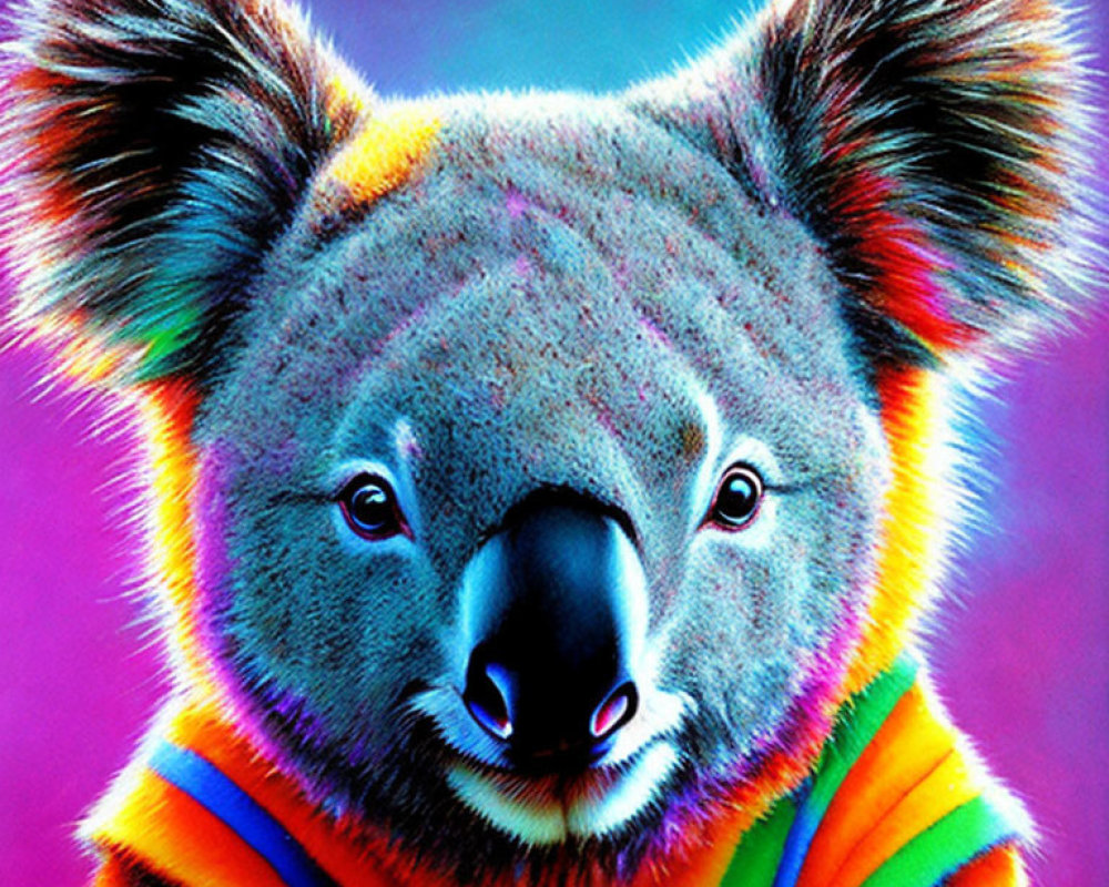 Vibrant Koala Artwork in Blue, Purple, and Orange Palette