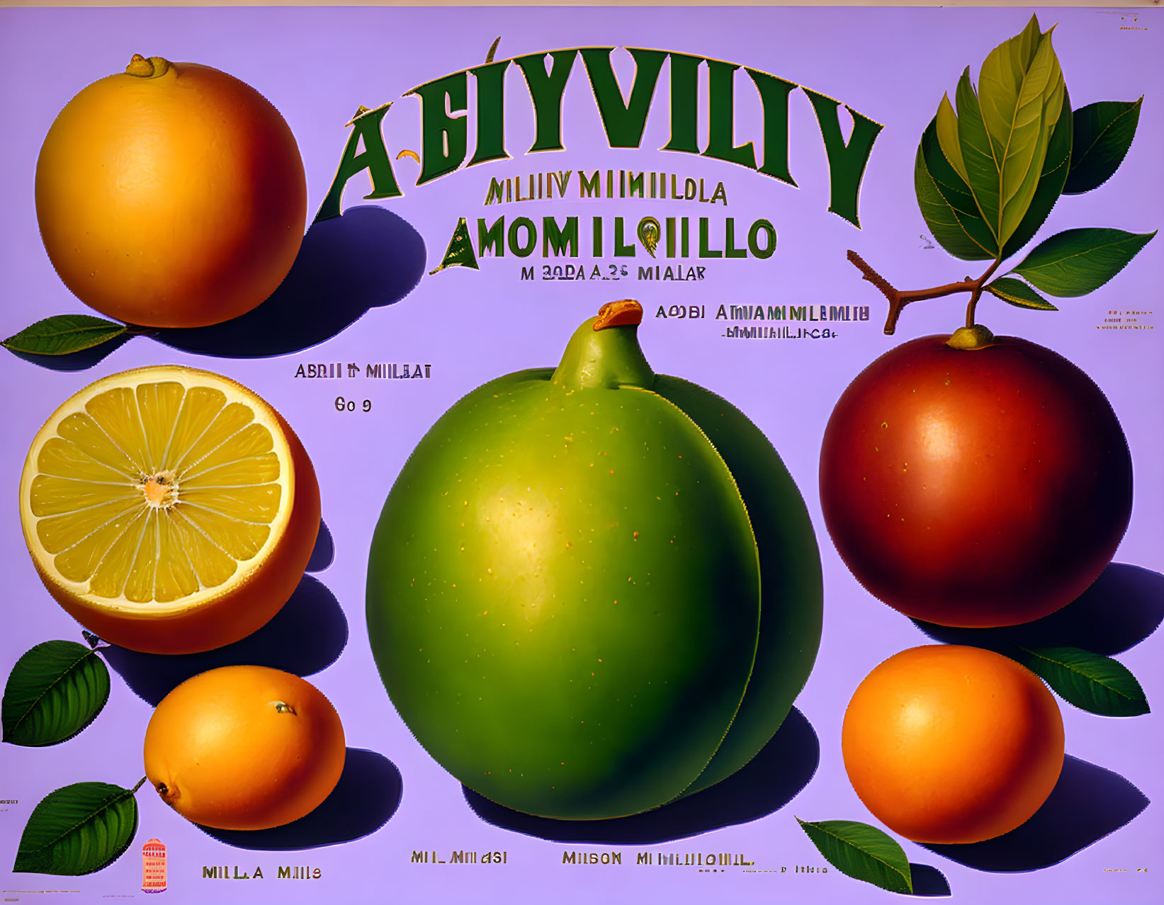 Vintage poster Botany citrus fruits, Adolphe Millo