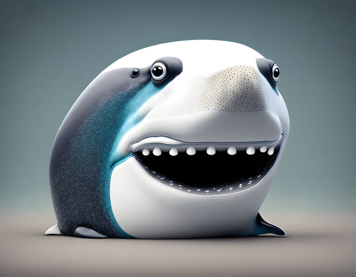 smiling whale  , carton style, white background