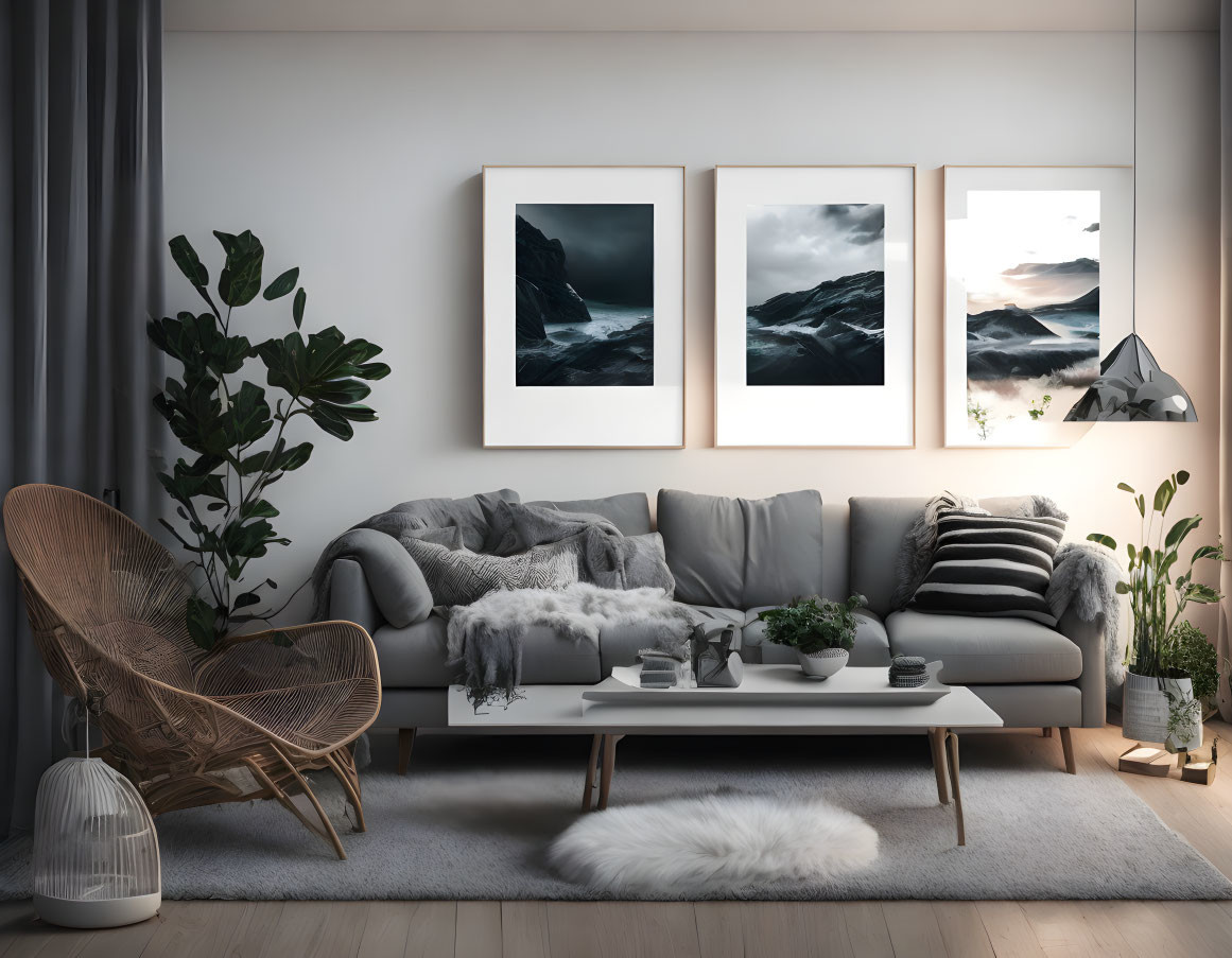 living room mockup modern norwegian style, 
