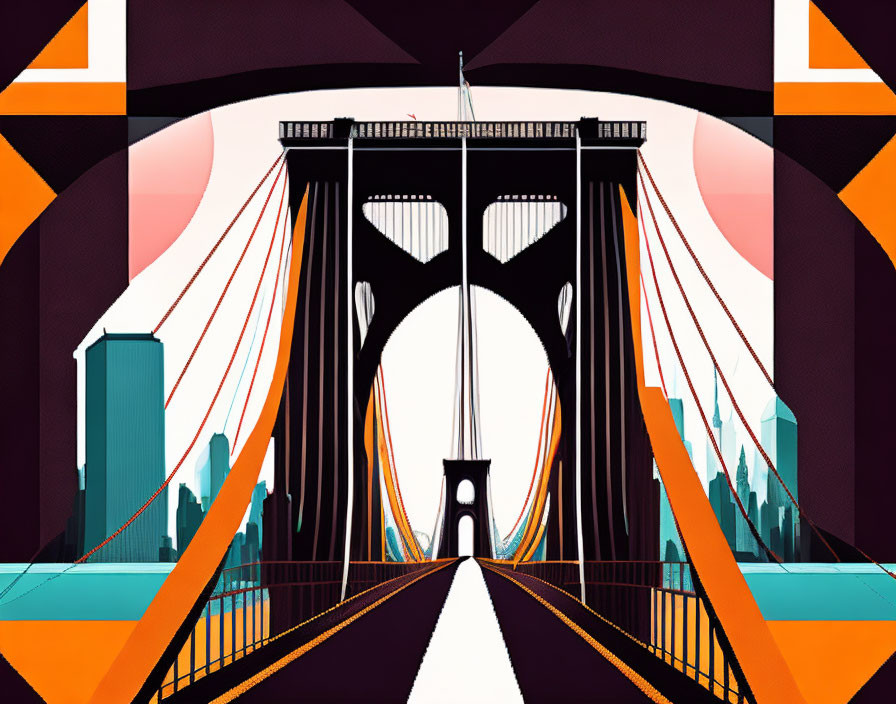 illustration new york bridge geometric abstraction