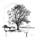 Geometric Composition with Overlapping Shapes and Stylized Tree Elements