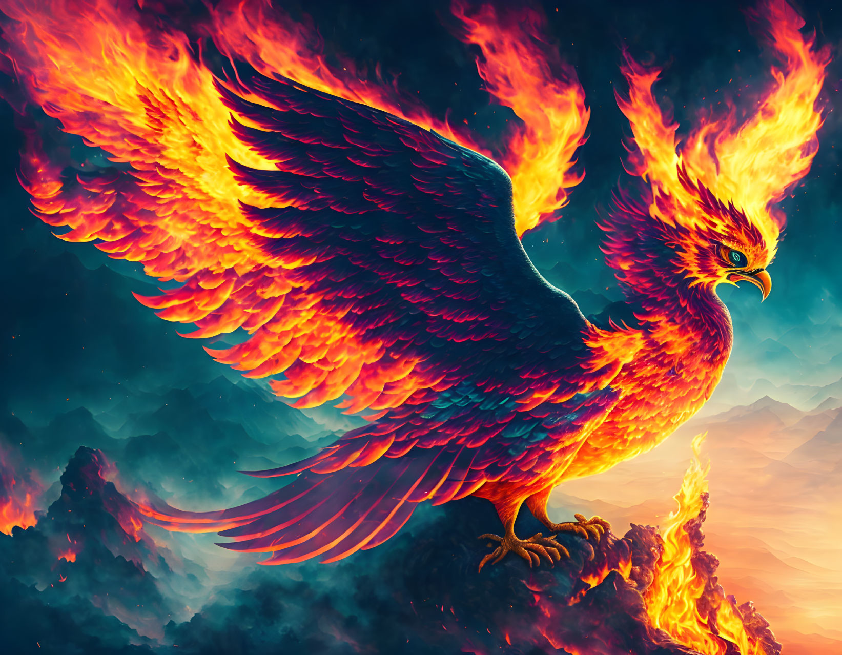 Phoenix rising from the fire