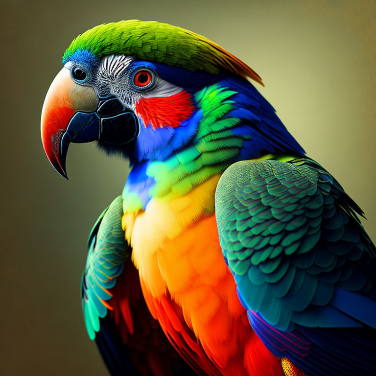 Colorful Parrot with Sharp Beak and Detailed Feathers on Soft-focus Background